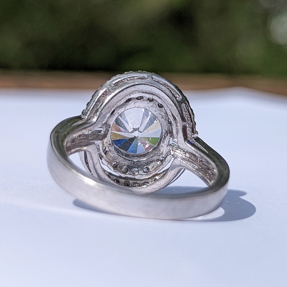 Vintage sterling silver circle ring rhinestone ring 925 - Picture 6 of 8
